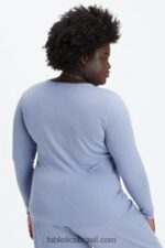 Fabletics jeans desbotado 420HR2640 camiseta manga longa restoreknit mulheres - Image 2