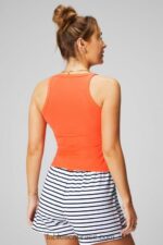 Fabletics laranja paixão/branco clássico 420HR2163 Regata 100% algodão mulheres - Image 2