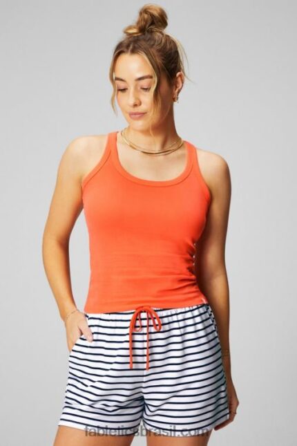 Fabletics laranja paixão/branco clássico 420HR2163 Regata 100% algodão mulheres