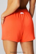 Fabletics laranja paixão/branco clássico 420HR609 bermuda felpuda de luxo mulheres - Image 2
