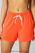 Fabletics laranja paixão/branco clássico 420HR609 bermuda felpuda de luxo mulheres