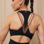 Fabletics leo ondulado preto/ocre queimado 420HR1794 boost sutiã esportivo de médio impacto 122 mulheres