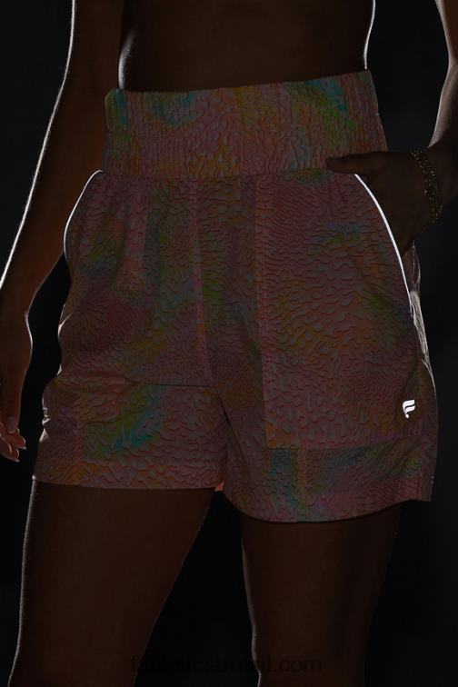Fabletics leopardo coral/prata reflexiva 420HR602 short de náilon com cintura ultra alta mulheres - Image 4