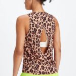 Fabletics leopardo natural 420HR2122 tanque traseiro aberto dry-flex mulheres