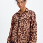 Fabletics leopardo natural/preto 420HR2744 blusão peso mosca superdimensionado mulheres
