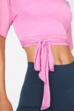 Fabletics lilás enevoado 420HR2059 camiseta ryan manga curta amarrada mulheres - Image 2
