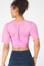 Fabletics lilás enevoado 420HR2059 camiseta ryan manga curta amarrada mulheres - Image 3