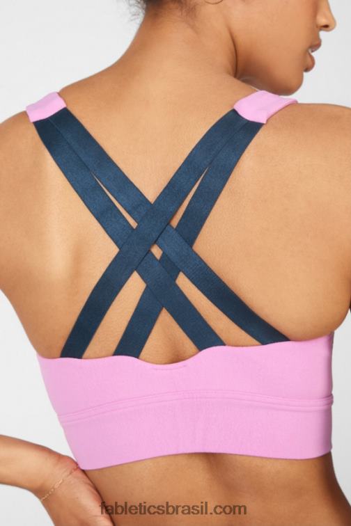 Fabletics lilás nebuloso/nova azul 420HR1900 sutiã esportivo malha freya mulheres - Image 4