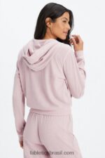 Fabletics lilás/pétala silenciado 420HR2494 moletom waffle com zíper mulheres - Image 2