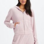 Fabletics lilás/pétala silenciado 420HR2494 moletom waffle com zíper mulheres