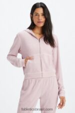 Fabletics lilás/pétala silenciado 420HR2494 moletom waffle com zíper mulheres