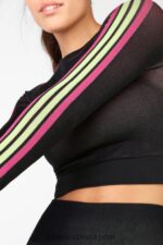 Fabletics listra rosa multi 420HR2731 top cropped manga longa sem costuras aisley mulheres - Image 2