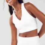 Fabletics logotipo branco/branco 420HR1838 sutiã esportivo midi impacto médio para viagem 130 mulheres