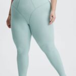 Fabletics logotipo da névoa prateada 420HR1209 legging cintura alta waffle mulheres