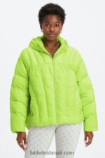 Fabletics logotipo de limonada/cinza mineral/garça 420HR2782 baiacu com capuz acolchoado mulheres