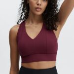 Fabletics logotipo vinho do porto/vinho do porto 420HR1834 sutiã esportivo midi impacto médio para viagem 129 mulheres