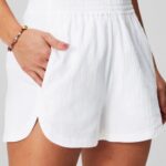 Fabletics maçã verde/azeda fumada 420HR245 short cintura alta em voile de algodão mulheres