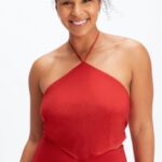 Fabletics maçã vermelha 420HR2276 cachecol top mulheres