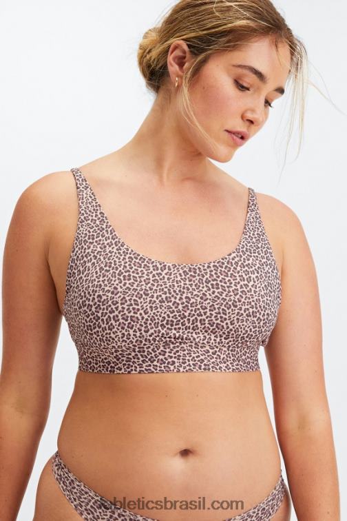 Fabletics mancha de leopardo roseta empoeirada 420HR1575 bralette decote canoa de toque fino mulheres - Image 3
