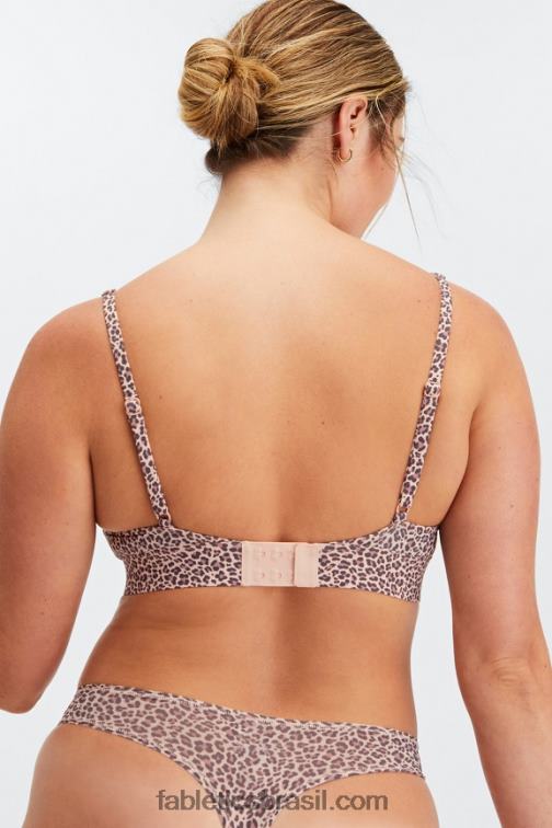 Fabletics mancha de leopardo roseta empoeirada 420HR1575 bralette decote canoa de toque fino mulheres - Image 4