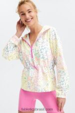 Fabletics margarida de retalhos 420HR2813 jaqueta tecida rosa mulheres