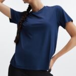 Fabletics marinha profunda 420HR2014 tee flexível seco mulheres