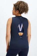 Fabletics marinha profunda 420HR2123 tanque traseiro aberto dry-flex mulheres