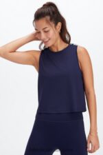 Fabletics marinha profunda 420HR2208 tanque muscular dry-flex mulheres