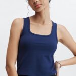 Fabletics marinha profunda 420HR2244 tanque de algodão vivo mulheres