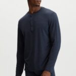 Fabletics marinho clássico 420HR3628 o restoreknit henley homens