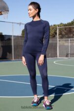 Fabletics marinho profundo lavado 420HR1003 Sync legging cintura alta sem costura 7/8 mulheres - Image 5