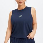Fabletics marinho profundo/logotipo reflexivo 420HR2264 fênix respira tanque muscular mulheres