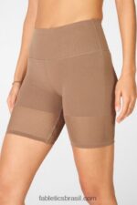 Fabletics marinho profundo/logotipo reflexivo 420HR586 short cintura alta em malha esculpida mulheres - Image 3