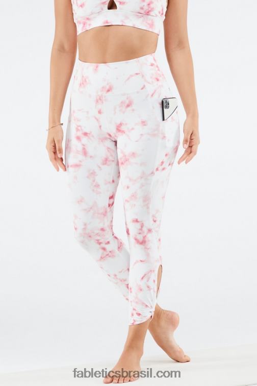 Fabletics mármore vermelho fumê 420HR1145 legging oasis pureluxe cintura alta 7/8 81 mulheres - Image 4