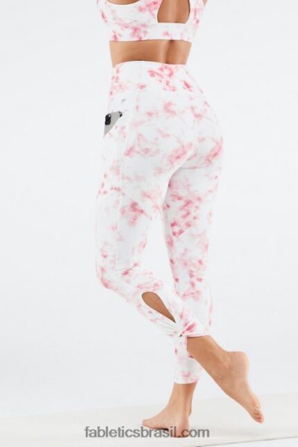 Fabletics mármore vermelho fumê 420HR1145 legging oasis pureluxe cintura alta 7/8 81 mulheres