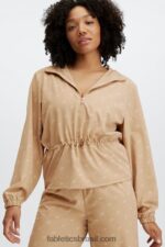 Fabletics marrom arenoso 420HR2814 jaqueta tecida rosa mulheres - Image 2