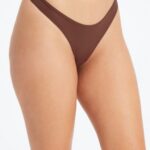 Fabletics marrom sela 420HR2849 tanga de toque fino mulheres
