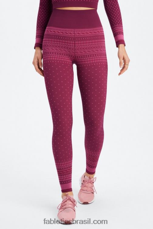 Fabletics merlot/multi 420HR1072 legging sem costuras fair isle cintura alta mulheres - Image 1
