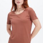 Fabletics mogno 420HR1993 T-shirt em jersey 100% algodão mulheres