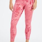 Fabletics morango vermelho 420HR1073 legging cruzada de veludo amassado mulheres