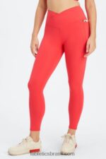 Fabletics morango vermelho 420HR931 legging oasis pureluxe hw crossover 7/8 mulheres
