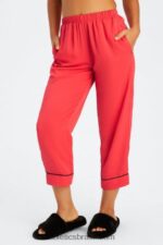Fabletics morango vermelho/preto 420HR51 calça cropped ecosatin mulheres