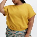 Fabletics mostarda 420HR2056 moletom manga curta cassie mulheres
