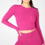 Fabletics muito baga 420HR2698 Corey Sculpt Blusa Manga Longa mulheres