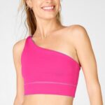 Fabletics névoa azul/rosa escuro 420HR1678 harlow sutiã esportivo reversível de um ombro mulheres