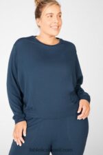 Fabletics nova azul 420HR2716 moletom manga julie dolman mulheres