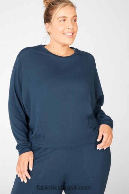 Fabletics nova azul 420HR2716 moletom manga julie dolman mulheres