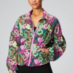 Fabletics oásis tropical/prata reflexiva 420HR2741 blusão peso mosca superdimensionado mulheres