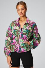 Fabletics oásis tropical/prata reflexiva 420HR2741 blusão peso mosca superdimensionado mulheres