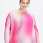 Fabletics pelúcia rosa ombre 420HR2603 camiseta manga longa dry-flex mulheres